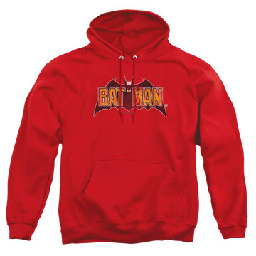 Red pullover hoodie with The Batman (2022) Vintage Bat Logo On Red graphic