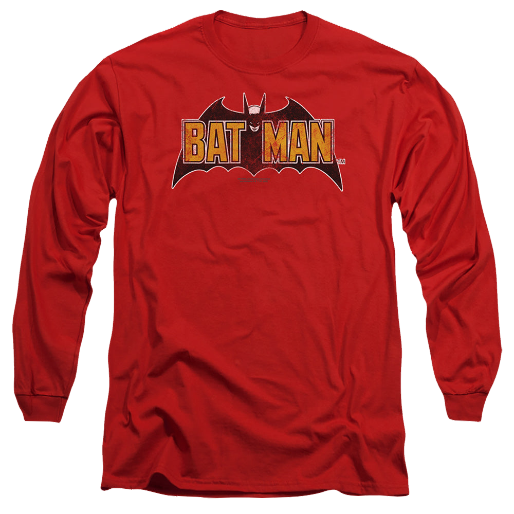 The Batman (2022) Vintage Bat Logo On Red - Men's Long Sleeve T-Shirt Men's Long Sleeve T-Shirt Batman
