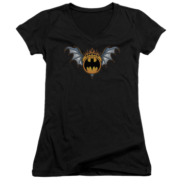 Batman Bat Wings Logo - Juniors V-Neck T-Shirt Juniors V-Neck T-Shirt Batman