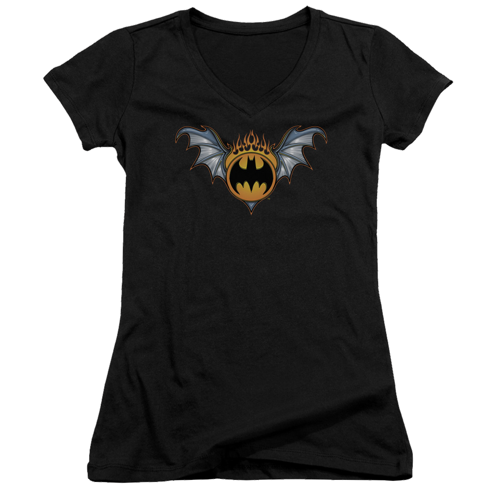 Batman Bat Wings Logo - Juniors V-Neck T-Shirt Juniors V-Neck T-Shirt Batman
