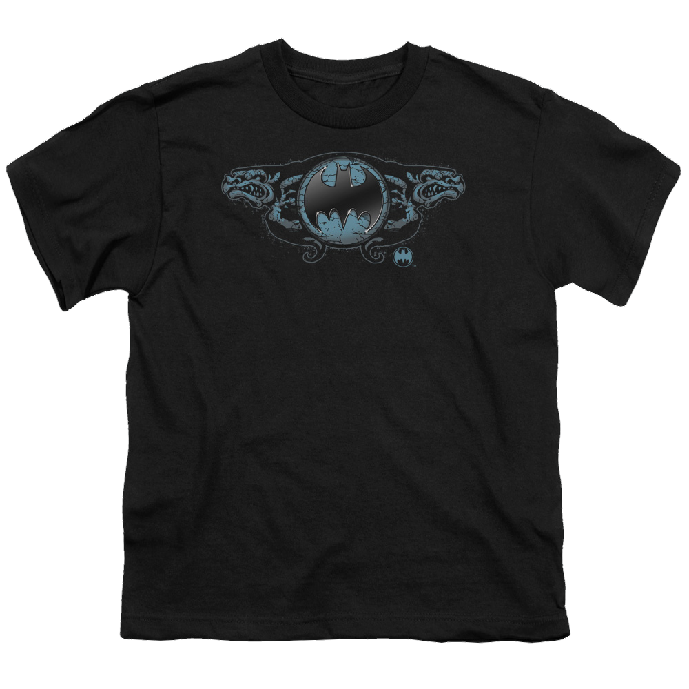 DC Batman Two Gargoyles Logo - Youth T-Shirt Youth T-Shirt (Ages 8-12) Batman
