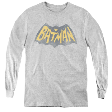 Athletic heather youth long sleeve t-shirt with Batman Classic Tv Series Show Logo graphic