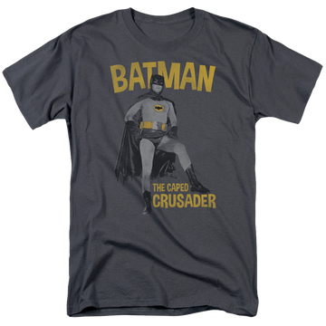 Charcoal men's regular fit t-shirt with Batman Classic TV Series Caped Crusader graphic