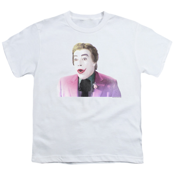 White youth t-shirt for ages 8 to 12 with Batman Classic TV Series Thrilled graphic