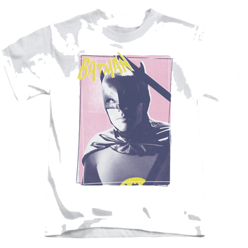 White kid's t-shirt for ages 4 to 7 with Batman Classic TV Series Wayne 80S graphic