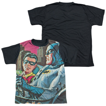 Batman Classic TV Series Bat Signal youth black back t-shirt for ages 8 to 12