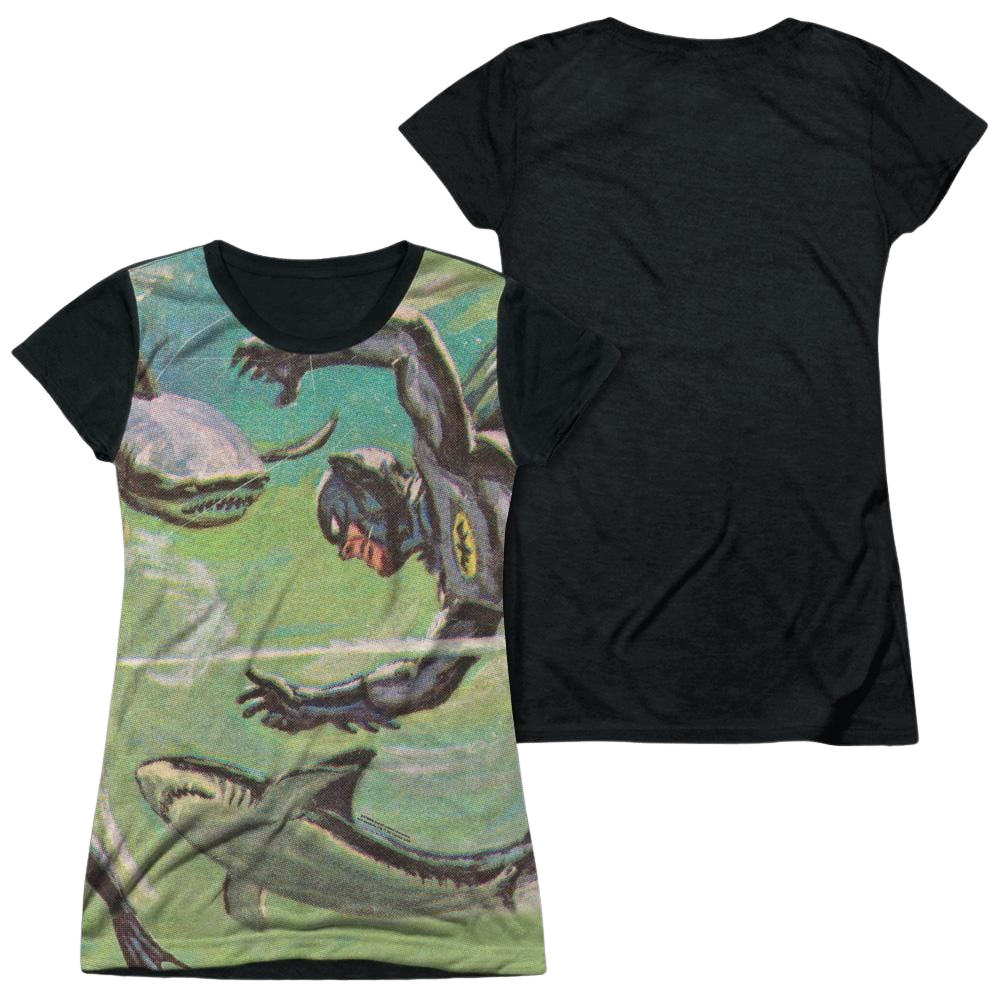 Batman - Classic TV Series Underwater - Juniors Black Back T-Shirt Juniors Black Back T-Shirt Batman