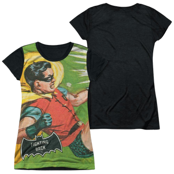 Batman - Classic TV Series Fighting Back - Juniors Black Back T-Shirt Juniors Black Back T-Shirt Batman