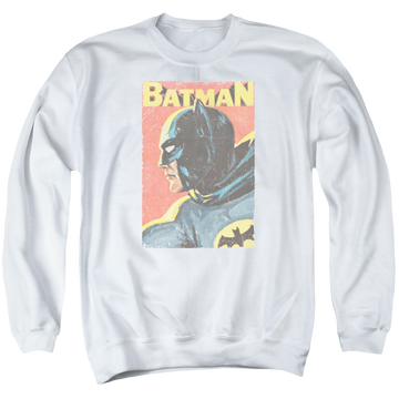 White men's crewneck sweatshirt with Batman Classic TV Series Vintman graphic