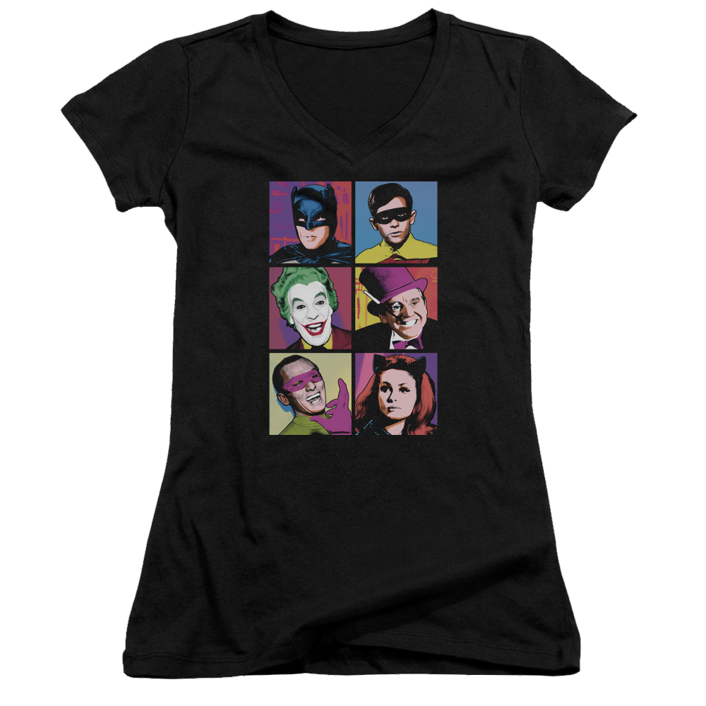 Batman - Classic TV Series Pop Cast - Juniors V-Neck T-Shirt Juniors V-Neck T-Shirt Batman