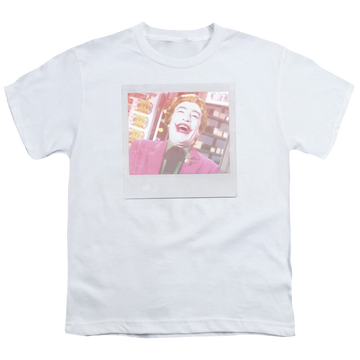 White youth t-shirt for ages 8 to 12 with Batman Classic TV Series Captured graphic