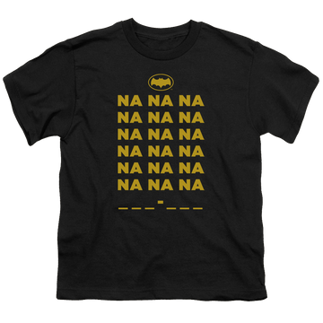 Black youth t-shirt for ages 8 to 12 with Batman Classic TV Series Na Na Na graphic
