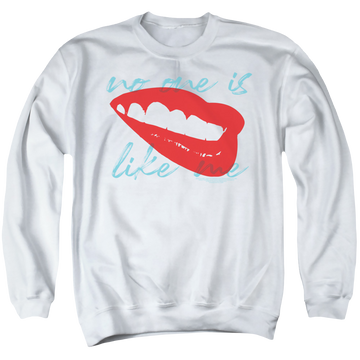 White men's crewneck sweatshirt with Birds of Prey Face It graphic