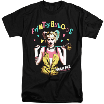 Black men's tall fit t-shirt with Birds of Prey Fantabulous graphic