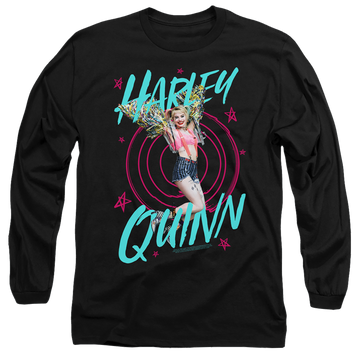 Black men's long sleeve t-shirt with Birds of Prey On Target graphic