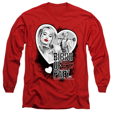 Red men's long sleeve t-shirt with Birds of Prey Heart Harley graphic