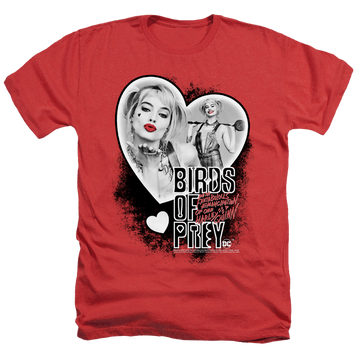 Red men's heather t-shirt with Birds of Prey Heart Harley graphic