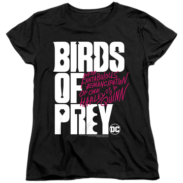 Black women's t-shirt with Birds of Prey Logo graphic