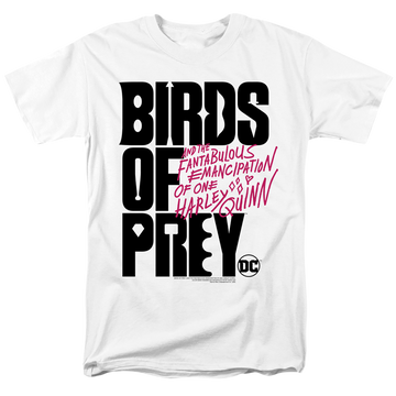 White men's regular fit t-shirt with Birds of Prey Logo graphic