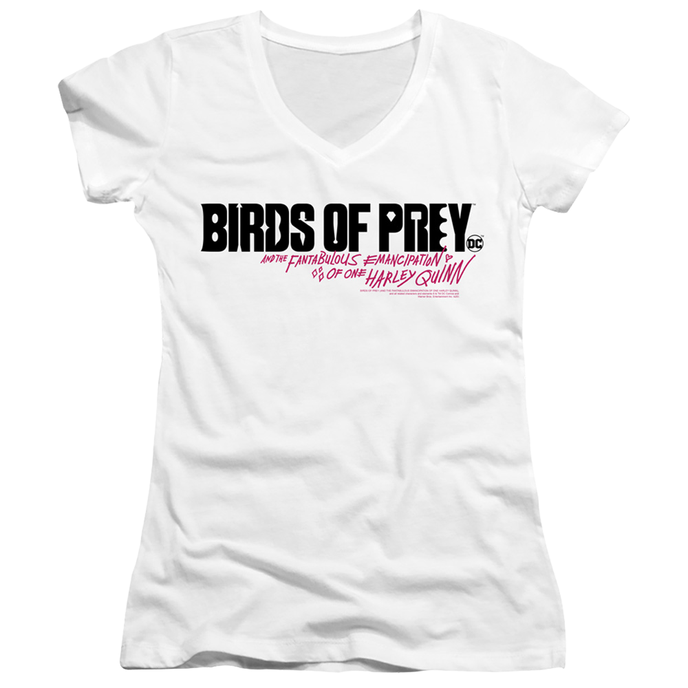 Birds of Prey Horizontal Logo - Juniors V-Neck T-Shirt Juniors V-Neck T-Shirt Birds of Prey