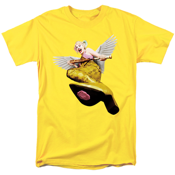 Yellow men's regular fit t-shirt with Birds of Prey Kick graphic