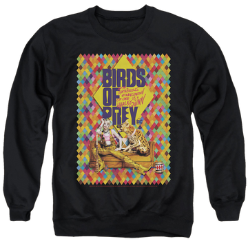 Black men's crewneck sweatshirt with Birds of Prey Couch graphic
