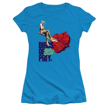 Turquoise juniors t-shirt with Birds of Prey Heart graphic