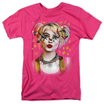 Hot pink men's regular fit t-shirt with Birds of Prey Seeing Birds graphic
