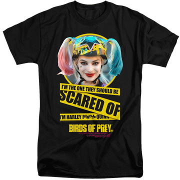 Black men's tall fit t-shirt with Birds of Prey Scared Of graphic