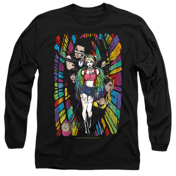 Black men's long sleeve t-shirt with Birds of Prey Color Corridor graphic
