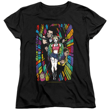 Black women's t-shirt with Birds of Prey Color Corridor graphic