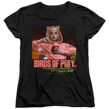 Black women's t-shirt with Birds of Prey Love Stinks graphic