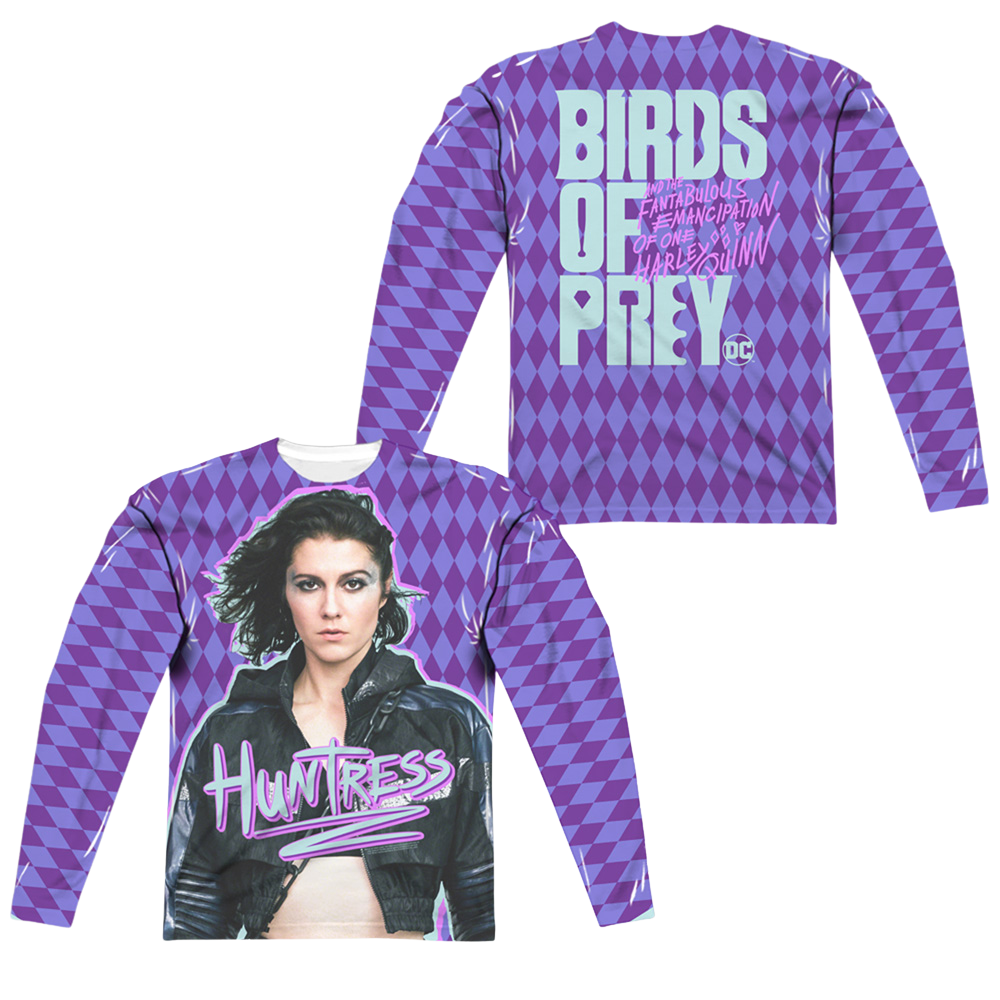 Birds of Prey Huntress (Front/Back Print) - Men's All-Over Print Long Sleeve Men's All-Over Print Long Sleeve Birds of Prey