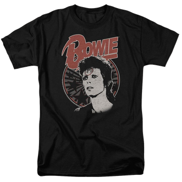 Black men's regular fit t-shirt with David Bowie Space Oddity graphic