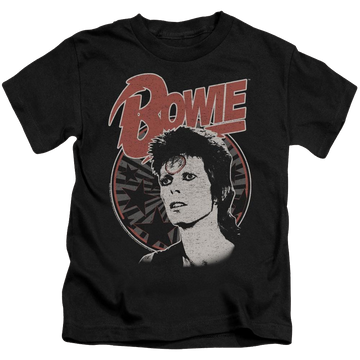 Black kid's t-shirt for ages 4 to 7 with David Bowie Space Oddity graphic