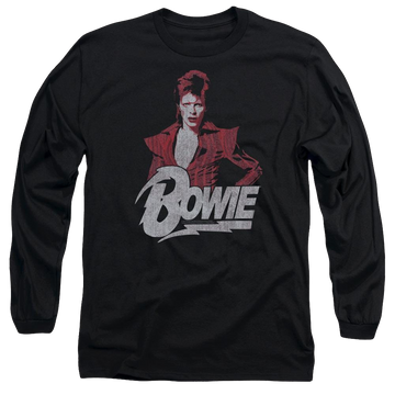 Black men's long sleeve t-shirt with David Bowie Diamond David graphic