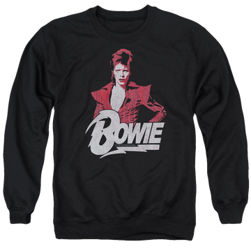 Black men's crewneck sweatshirt with David Bowie Diamond David graphic