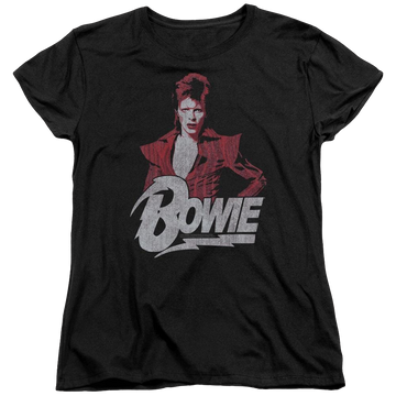 Black women's t-shirt with David Bowie Diamond David graphic