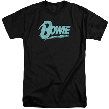 Black men's tall fit t-shirt with David Bowie Logo graphic