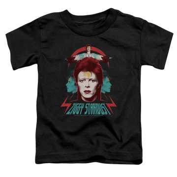 Black toddler t-shirt with David Bowie Ziggy Heads graphic
