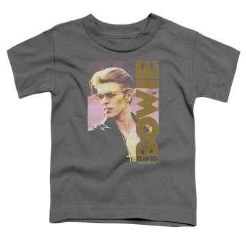 Charcoal toddler t-shirt with David Bowie Smokin graphic