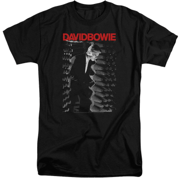 Black men's tall fit t-shirt with David Bowie Station To Station graphic