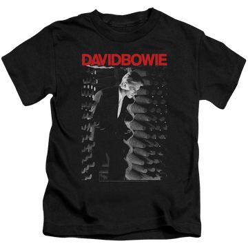 Black kid's t-shirt for ages 4 to 7 with David Bowie Station To Station graphic