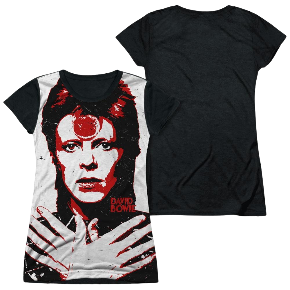 David Bowie Piercing Gaze - Juniors Black Back T-Shirt Juniors Black Back T-Shirt David Bowie