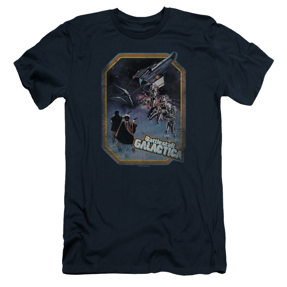 Battlestar Galactica Poster Iron On - Men's Premium Slim Fit T-Shirt Men's Premium Slim Fit T-Shirt Battlestar Galactica