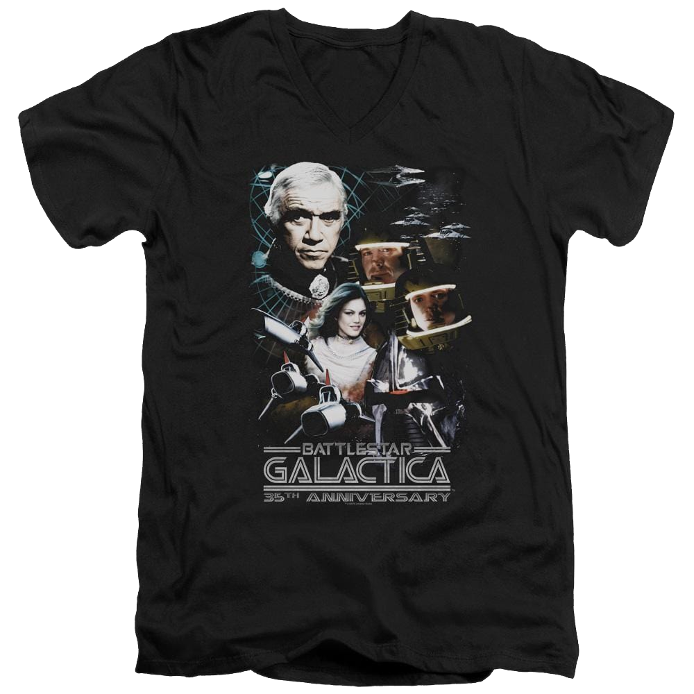 Battlestar Galactica 35th Anniversary Collage - Men's V-Neck T-Shirt Men's V-Neck T-Shirt Battlestar Galactica