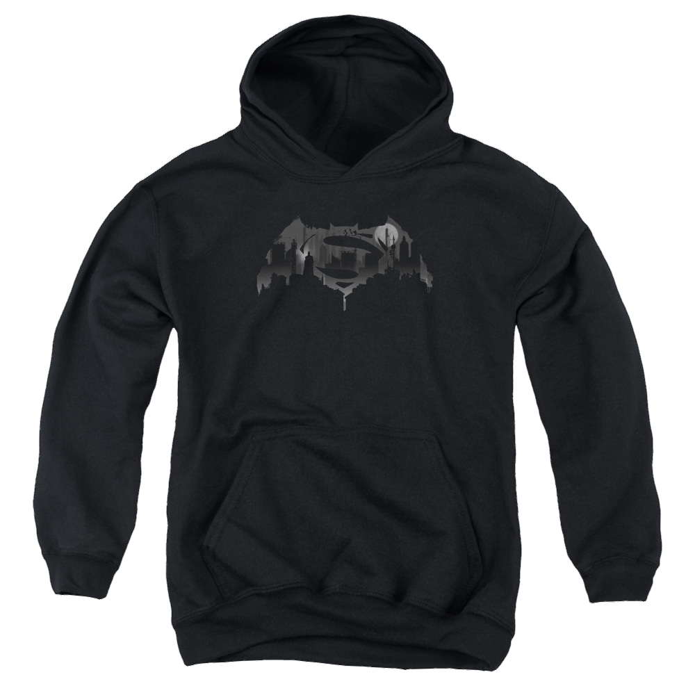 Batman v Superman Cityscape Logo - Youth Hoodie Youth Hoodie (Ages 8-12) Batman