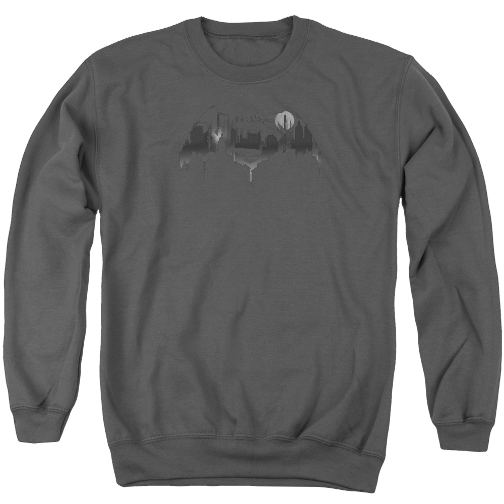 Batman v Superman Cityscape Logo - Men's Crewneck Sweatshirt Men's Crewneck Sweatshirt Batman