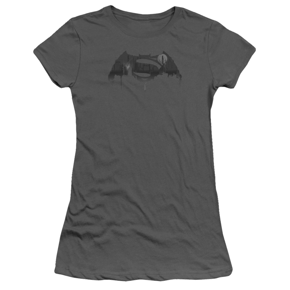 Batman v Superman Cityscape Logo - Juniors T-Shirt Juniors T-Shirt Batman