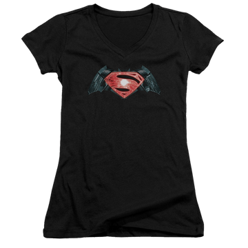 Batman v Superman Industrial Logo - Juniors V-Neck T-Shirt Juniors V-Neck T-Shirt Batman